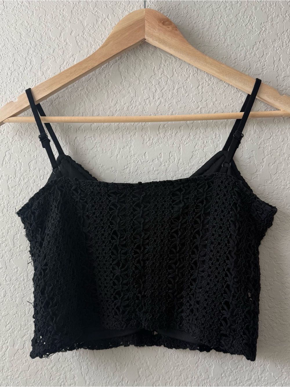 Ocean Drive Black Crochet Button-Front Camisole - Picture 2 of 5